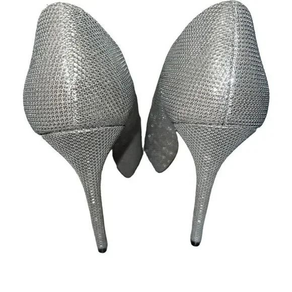 Badgley Mischka Ponderosa Silver Sparkle Formal Shoes Heels 5 - Picture 4 of 5